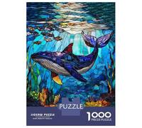 Rompecabezas De 1000 Piezas para Adolescentes Rompecabezas Stained Glass Whale Rompecabezas Juegos Familiares Decoración del Hogar Regalos Y Cumpleaños Únicos 38x26cm/1000pcs