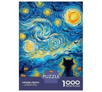 Rompecabezas De 1000 Piezas para Adolescentes Rompecabezas Starry Halloween Night with Black Cat Rompecabezas para Adultos Juego Familiar Análisis Y Lógica Cumpleaños 38x26cm/1000pcs