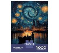 Rompecabezas De 1000 Piezas para Adolescentes Rompecabezas Starry Night Cityscape Rompecabezas Juegos Familiares Carrera De Velocidad Manual Regalos De Cumpleaños Y Únicos 38x26cm/1000pcs