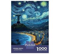 Rompecabezas De 1000 Piezas para Adolescentes Rompecabezas Starry Night Over Rio Rompecabezas Juegos Relajantes Una Obra De Arte Cumpleaños 38x26cm/1000pcs