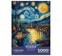 Rompecabezas De 1000 Piezas para Adolescentes Rompecabezas Starry Night Over Town Rompecabezas para Adultos Juegos Relajantes Desafío Difícil 38x26cm/1000pcs