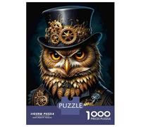Rompecabezas De 1000 Piezas para Adolescentes Rompecabezas Steampunk Owl Art Print para Adolescentes Juegos Divertidos Una Obra De Arte para Cumpleaños, Navidad 52x38cm/1000pcs
