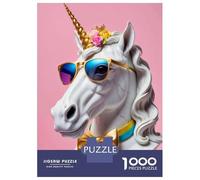 Rompecabezas De 1000 Piezas para Adolescentes Rompecabezas Stylish Unicorn Bust with Sunglasses Rompecabezas para Adultos Juegos Relajantes Desafío Difícil 70x50cm/1000pcs