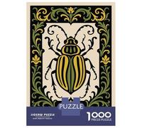 Rompecabezas De 1000 Piezas para Adolescentes Rompecabezas Stylized Beetle with Floral Border Juego Práctico Carrera De Velocidad Manual Oferta como Regalos para Toda La Familia 70x50cm/1000pcs
