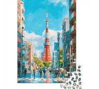 Rompecabezas De 1000 Piezas para Adolescentes Rompecabezas Tokyo Tower Rainy Day Rompecabezas para Adultos Juego Práctico Patrón De Montaje 38x26cm/1000pcs