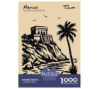 Rompecabezas De 1000 Piezas para Adolescentes Rompecabezas Tulum Ruins and Palm Tree Rompecabezas Juegos Familiares Carrera De Velocidad Manual Regalos De Cumpleaños Y Únicos 70x50cm/1000pcs