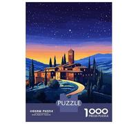 Rompecabezas De 1000 Piezas para Adolescentes Rompecabezas Tuscan Village Night Rompecabezas Juego De Ingenio Mejora La Memoria Difícil Y Desafiante 38x26cm/1000pcs