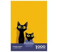 Rompecabezas De 1000 Piezas para Adolescentes Rompecabezas Two Black Cats on Yellow Background Juego Práctico Carrera De Velocidad Manual Oferta como Regalos para Toda La Familia 52x38cm/1000pcs