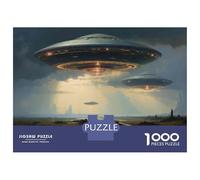 Rompecabezas De 1000 Piezas para Adolescentes Rompecabezas UFO Sightings Alien Spaceships Hovering Over Rural Landscape para Adolescentes Juegos Divertidos Una Obra De Arte para Cumpleaños, Navidad 3