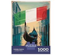Rompecabezas De 1000 Piezas para Adolescentes Rompecabezas Venice Gondola Italian Flag Art Rompecabezas Juegos Familiares Decoración del Hogar Regalos Y Cumpleaños Únicos 38x26cm/1000pcs
