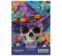 Rompecabezas De 1000 Piezas para Adolescentes Rompecabezas Vibrant Halloween Skull Art Rompecabezas para Adultos Juego Práctico Patrón De Montaje 38x26cm/1000pcs