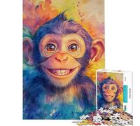 Rompecabezas de 1000 Piezas para Adolescentes Rompecabezas Vibrante de Mono Sonriente para Adolescentes Mejora la Memoria Ayuda a ejercitar el Cerebro Juego Educativo Familiar 38x52cm