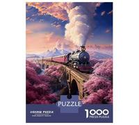 Rompecabezas De 1000 Piezas para Adolescentes Rompecabezas Vintage Sakura Steam Train Rompecabezas Juguetes DIY Decoración del Hogar Regalos Y Cumpleaños Únicos 38x26cm/1000pcs