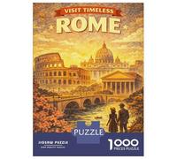 Rompecabezas De 1000 Piezas para Adolescentes Rompecabezas Visit Timeless Rome Vintage para Adultos Juego Familiar Análisis Y Lógica Ayuda Al Cerebro A Ejercitarse 38x26cm/1000pcs