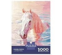 Rompecabezas De 1000 Piezas para Adolescentes Rompecabezas White Horse in Water Painting Rompecabezas para Adultos Juego Práctico Una Obra De Arte para Cumpleaños, Navidad 38x26cm/1000pcs