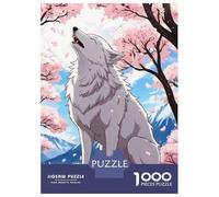 Rompecabezas De 1000 Piezas para Adolescentes Rompecabezas White Wolf in Cherry Blossoms Rompecabezas para Adultos Juego Práctico Patrón De Montaje 52x38cm/1000pcs