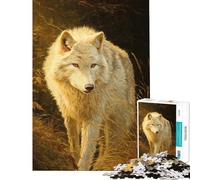 Rompecabezas de 1000 Piezas para Adolescentes Rompecabezas White Wolf para Adultos Juegos relajantes desafío difícil cumpleaños y Navidad (tamaño 38x26cm)