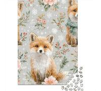 Rompecabezas De 1000 Piezas para Adolescentes Rompecabezas Winter Foxes with Flowers para Adolescentes Juegos Divertidos Una Obra De Arte para Cumpleaños, Navidad 70x50cm/1000pcs