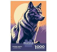 Rompecabezas De 1000 Piezas para Adolescentes Rompecabezas Wolf Illustration with Purple Eyes Rompecabezas para Adultos Juego Práctico Patrón De Montaje 52x38cm/1000pcs