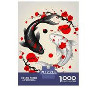 Rompecabezas De 1000 Piezas para Adolescentes Rompecabezas Yin Yang Koi Fish Sakura Rompecabezas Juegos Relajantes Una Obra De Arte Cumpleaños 38x26cm/1000pcs