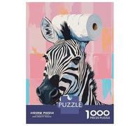 Rompecabezas De 1000 Piezas para Adolescentes Rompecabezas Zebra with Toilet Paper Hat Rompecabezas Juego De Ingenio Mejora La Memoria Difícil Y Desafiante 52x38cm/1000pcs