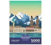 Rompecabezas De 1000 Piezas para Adolescentes Rompecabezas Zurich Travel Print Rompecabezas Juegos Relajantes Regalo De Cumpleaños Regalos para Reducir El Estrés 52x38cm/1000pcs