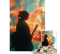 Rompecabezas de 1000 Piezas para Adolescentes Ronin con pez koi desafío de Inteligencia Cerebral Juguetes adictivos Juegos relajantes para la diversión Familiar Regalo artístico (tamaño 38x52cm)