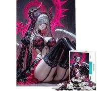 Rompecabezas de 1000 piezas para adolescentes rosa oscuro estilo gótico con diseño de ángel Rompecabezas para adultos juegos relajantes una obra de arte regalos para reducir el estrés (tamaño 50x75cm)