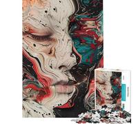 Rompecabezas de 1000 Piezas para Adolescentes Rostro Abstracto en espirales Divertido Juego de Rompecabezas Decoración Perfecta Regalo Ideal para Toda la Familia (Tamaño 38x52cm)