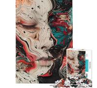 Rompecabezas de 1000 Piezas para Adolescentes Rostro Abstracto en espirales Rompecabezas para Adultos Juegos relajantes Decoración de Pared Desafío Educativo (Tamaño 50x75cm)