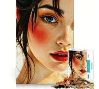 Rompecabezas de 1000 Piezas para Adolescentes Rostro de una Hermosa Mujer asiática,Juego de Ajuste, Juego de Habilidad Mental,diversión Relajante,Juego de cumpleaños (38x26cm)