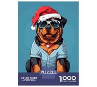 Rompecabezas De 1000 Piezas para Adolescentes Rottweiler Christmas Rompecabezas para Adolescentes Juegos Relajantes para La Diversión Familiar Juego Desafiante Regalos 52x38cm/1000pcs