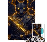 Rompecabezas de 1000 Piezas para Adolescentes Rottweiler Perro samurái con Katana Rompecabezas Relajante para decoración de Pared Toda la Familia (tamaño 50x75cm)