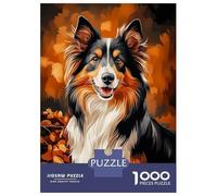 Rompecabezas De 1000 Piezas para Adolescentes Rough Collie Dog Portrait in Autumn Rompecabezas para Adultos Juegos Relajantes Arte De Pared Diversión En Casa Actividades, 38x26cm/1000pcs