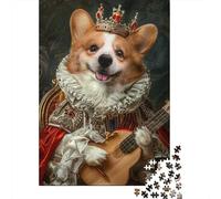 Rompecabezas De 1000 Piezas para Adolescentes Royal Corgi Guitarist Rompecabezas para Adultos Juguetes De Bricolaje Difícil Difícil Diversión En El Hogar Actividades, 70x50cm/1000pcs
