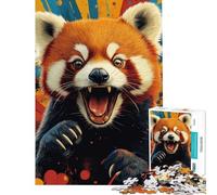 Rompecabezas de 1000 Piezas para Adolescentes Rugido de Panda Rojo Juguete para Adultos decoración de Pared Mejora la Memoria Regalos para Amigos y Familiares (tamaño 38x26cm)