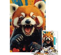 Rompecabezas de 1000 Piezas para Adolescentes Rugido de Panda Rojo Rompecabezas para Adultos Juegos relajantes Mejora de la Memoria Actividades Divertidas en casa (Tamaño 38x52cm)