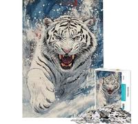 Rompecabezas de 1000 Piezas para Adolescentes Rugido de Tigre Blanco Juguetes educativos Juego de construcción de Patrones Gran Regalo para los Amantes de los Juegos (tamaño 50x75cm)