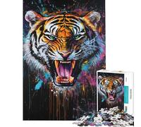 Rompecabezas de 1000 Piezas para Adolescentes Rugido de Tigre Vibrante Juego Educativo Juguete Juego Intelectual Regalos para Mujeres y Hombres desafío exigente (tamaño 38x26cm)