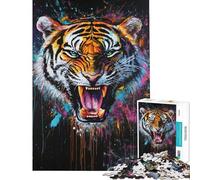 Rompecabezas de 1000 Piezas para Adolescentes Rugido de Tigre Vibrante Juego práctico Juguetes educativos Regalos de cumpleaños dificultad difícil (tamaño 75x50cm)