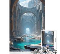 Rompecabezas de 1000 Piezas para Adolescentes Ruinas Antiguas con Canal Turquesa Juego de ingenio Juguete difícil decoración de Pared Ayuda a ejercitar el Cerebro (50x75cm)