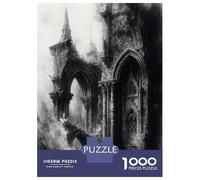 Rompecabezas De 1000 Piezas para Adolescentes Ruined Gothic Architecture in Monochrome Rompecabezas para Adolescentes Juguetes Antiestrés Difícil Gran Regalo para Jugar 52x38cm/1000pcs