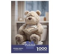 Rompecabezas De 1000 Piezas para Adolescentes Sad Teddy Bear Reading on Toilet Rompecabezas para Adolescentes Juego Práctico Desafío Difícil Oferta como Regalo para Toda La Familia 70x50cm/1000pcs