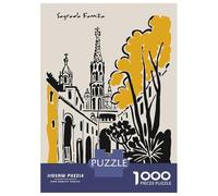 Rompecabezas De 1000 Piezas para Adolescentes Sagrada Familia Barcelona Illustration Rompecabezas Juego Familiar Mejora La Memoria Cumpleaños 52x38cm/1000pcs