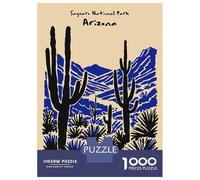 Rompecabezas De 1000 Piezas para Adolescentes Saguaro National Park Arizona Illustration Rompecabezas para Adultos Juego Práctico Desafío Difícil Difícil Y Desafiante 38x26cm/1000pcs