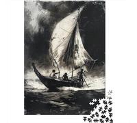 Rompecabezas De 1000 Piezas para Adolescentes Sailboat in Stormy Sea Rompecabezas Juegos Divertidos Desafío Difícil Cumpleaños Y Navidad 38x26cm/1000pcs