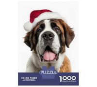Rompecabezas De 1000 Piezas Para Adolescentes Saint Bernard Dog Wearing Santa Hat Rompecabezas Para Adolescentes Juguetes Antiestrés Regalos Para Mujeres Regalos Para Reducir El Estrés 38x26cm/1000pcs