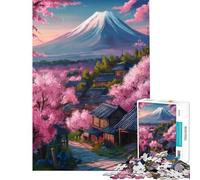 Rompecabezas de 1000 Piezas para Adolescentes Sakura Fuji Mountain Dream Actividades Divertidas en casa desafío exigente Juego práctico Apto para Mayores de 14 años 38x52cm