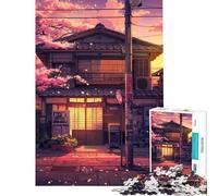 Rompecabezas de 1000 piezas para adolescentes Sakura House desafío educativo ideal para pasar el tiempo en casa durante las vacaciones decoración del hogar y juguetes para mayores de 14 años (50x75cm)