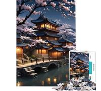 Rompecabezas de 1000 Piezas para Adolescentes Sakura Rainy Evening Juego Educativo Juguetes Juegos educativos Regalos de cumpleaños patrón de Montaje (tamaño 38x52cm)